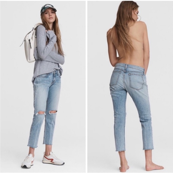 • Rag and Bone • Women’s Dre Boyfriend Capri Jeans
Blue Levee W Hole Raw Hem 26 - Picture 1 of 4